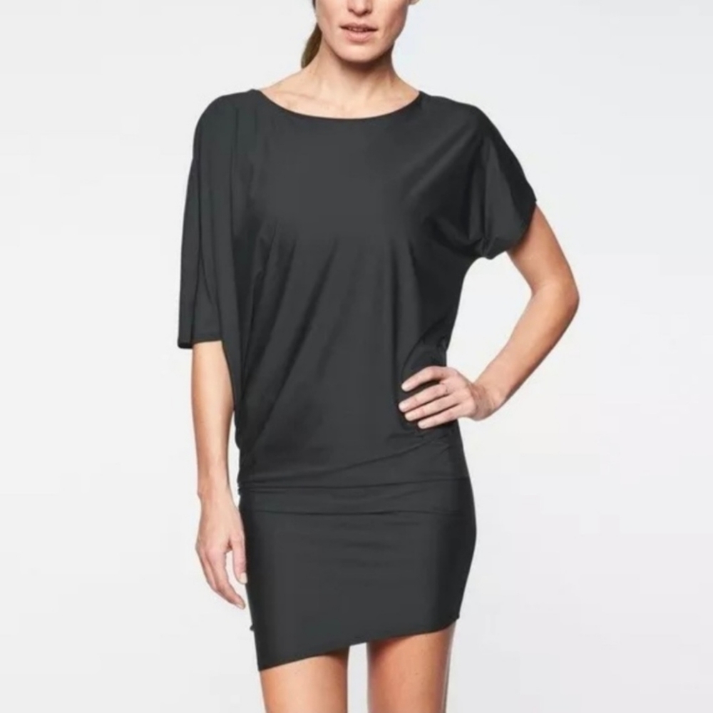 ATHLETA Sunlover Hilo UPF Asymmetrical Dress Black